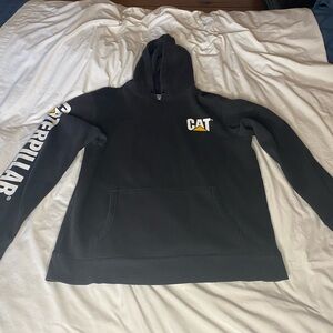 Men’s Large CAT Caterpillar Hoodie Pullover-Black-size large- Pre-Owned